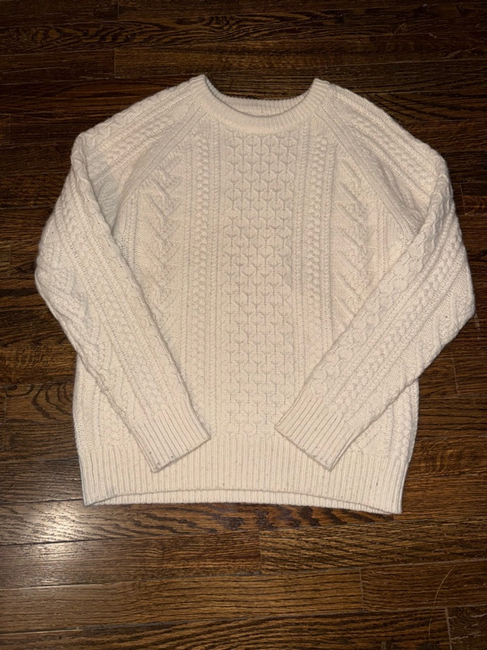 J.Crew Cream Rugged Merino wool cable knit sweater in a L
